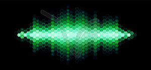 Аудио или музыка блестящая звуковая форма волны с шестиугольной - рисунок в векторе