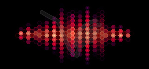 Audio or music shiny sound waveform with hexagonal - royalty-free vector clipart