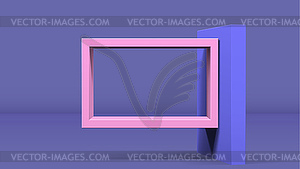 3D frame on stand or abstract minimalistic rectangl - color vector clipart