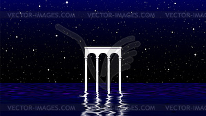 Aesthetic landscape with colonnade of white - vector clip art