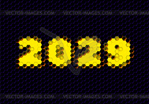 Sign of 2029 year with hex pixel grid. New Years - vector clip art