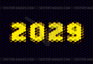Sign of 2029 year with hex pixel grid. New Years - royalty-free vector clipart