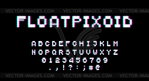 Retro 80s styled typeface with neon glow. Pixel - vector image