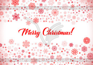 Christmas card with frame of red snowflakes with - vector clipart