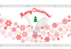 Christmas card with ribbon of red snowflakes with - vector image