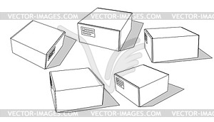 Cardboard boxes set for delivery and storage. carto - vector clip art