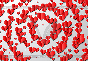 Paper hearts background for Valentine`s Day greetin - vector clipart