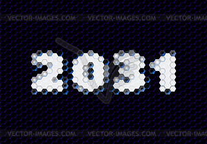 Sign of 2031 year with hex pixel grid. New Years - vector clip art