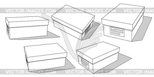 Cardboard boxes set for delivery and storage. carto - vector image