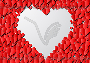Фон из бумажных сердечек для поздравления с Днем Святого Валентина - рисунок в векторе