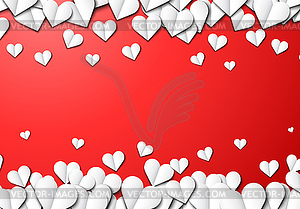 Фон из бумажных сердечек для поздравления с Днем Святого Валентина - векторный клипарт