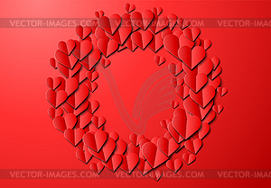 Paper hearts background for Valentine`s Day greetin - vector image