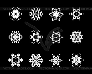 Set of snowflakes for Christmas eve holidays - white & black vector clipart