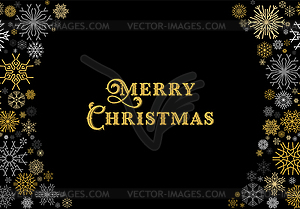 Christmas card with frame of gold and silver - vector clip art