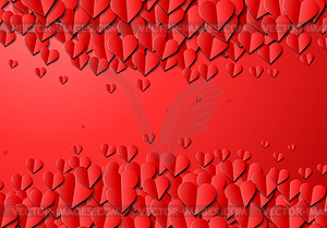 Paper hearts background for Valentine`s Day greetin - vector clip art