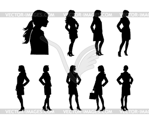 Collection of businesswoman silhouettes. Women in - vector clipart