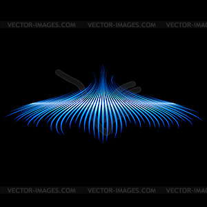 Sound waveform shaped blue sign with wings - vector clip art
