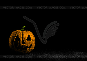 Тыква на Хэллоуин в темном цвете в стиле ретро с точечной росписью. - изображение в векторе