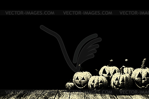 Тыква на Хэллоуин в темном цвете в стиле ретро с точечной росписью. - графика в векторном формате