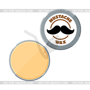 Mustache wax for hipster or barber shop in metal - vector image