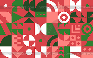 Christmas background with bauhaus or neo-geo shapes - vector clip art