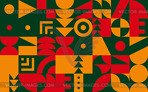 Рождественский фон с фигурами в стиле баухаус или неогео - клипарт в векторе / векторное изображение