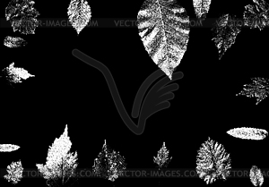 Autumn leaves frame in retro dotwork style. Border - vector clipart