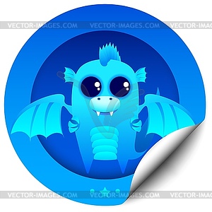 Sticker with dragon - vector clipart / vector image