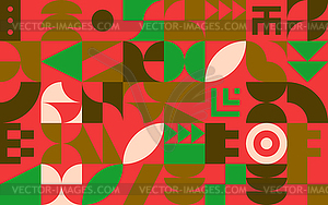 Christmas background with bauhaus or neo-geo shapes - vector image