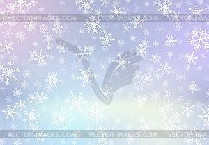 Christmas background with snow falling on blurred - vector image