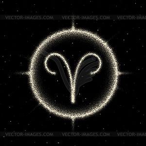 Astrology Zodiac sign of Aries in retro dotwork - color vector clipart