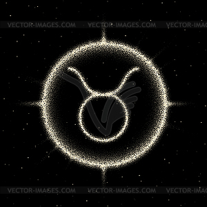 Астрологический знак зодиака Телец в ретро-точечной работе - векторная графика