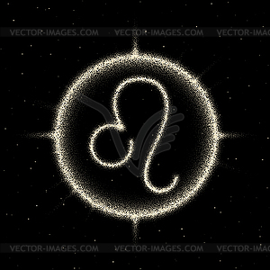 Астрологический знак зодиака Лев в стиле ретро точечной работы - векторизованное изображение