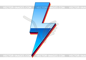 Chrome lightning sign in 80s synthwave style. - vector image