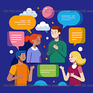 Characters conversation concept with people and - stock vector clipart