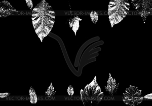 Autumn leaves frame in retro dotwork style. Border - vector image