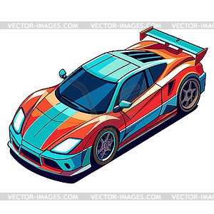 Isometric sports car with retro design. Vintage - royalty-free vector clipart