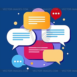 Dialogue concept with speech bubbles and message - vector image