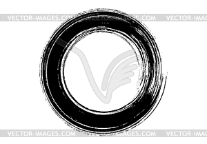 Brush painted black ink circle - vector clip art