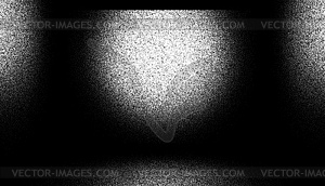 Abstract dark room with lights in retro dotwork - vector clipart