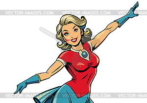 Dancing woman in retro pop art or comics style. - color vector clipart