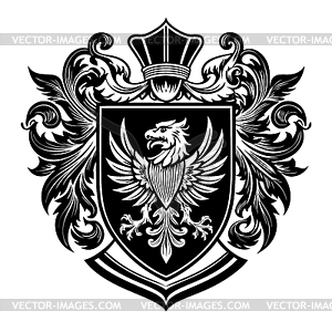 Heraldic shield with royal floral ornament. - vector image