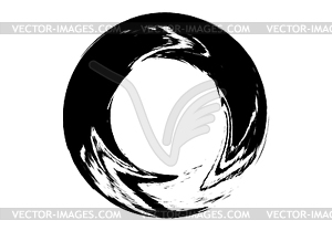 Brush painted black ink circle - vector clip art