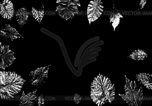 Autumn leaves frame in retro dotwork style. Border - vector clipart / vector image