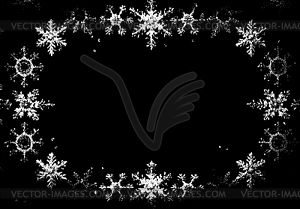 Christmas snowflakes frame in retro dotwork style. - vector clip art