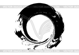 Brush painted black ink circle - white & black vector clipart