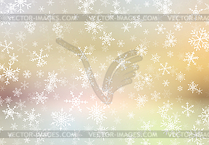 Christmas background with snow falling on blurred - vector image