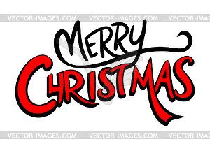 Merry Christmas lettering, in doodle style. - vector image