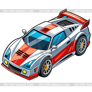 Isometric sports car with retro design. Vintage - vector clip art