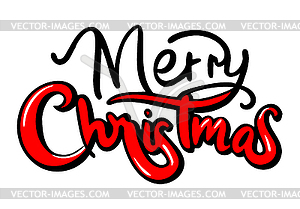 Merry Christmas lettering, in doodle style. - vector clipart